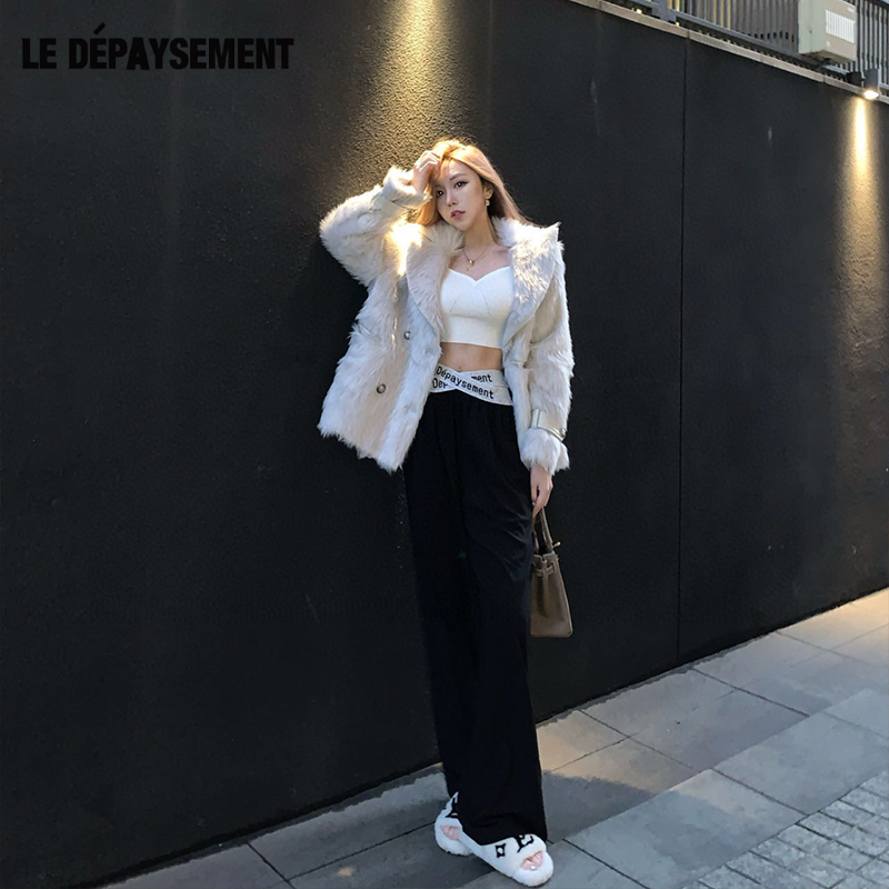 交叉腰带高腰长裤LeDepaysement