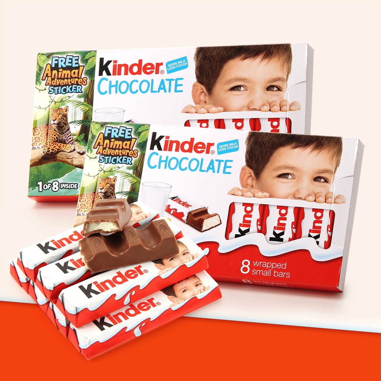 Kinder健达牛奶巧克力T8条装进口网红吃货夹心生日礼物儿童零食