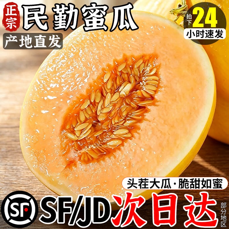 甘肃民勤蜜瓜沙漠黄河甜瓜哈密新鲜水果当季整箱时令香金红宝顺丰