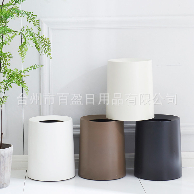 批发日式时尚圆形塑料垃圾桶家居收纳杂物桶厨房卫生间阻燃垃圾桶