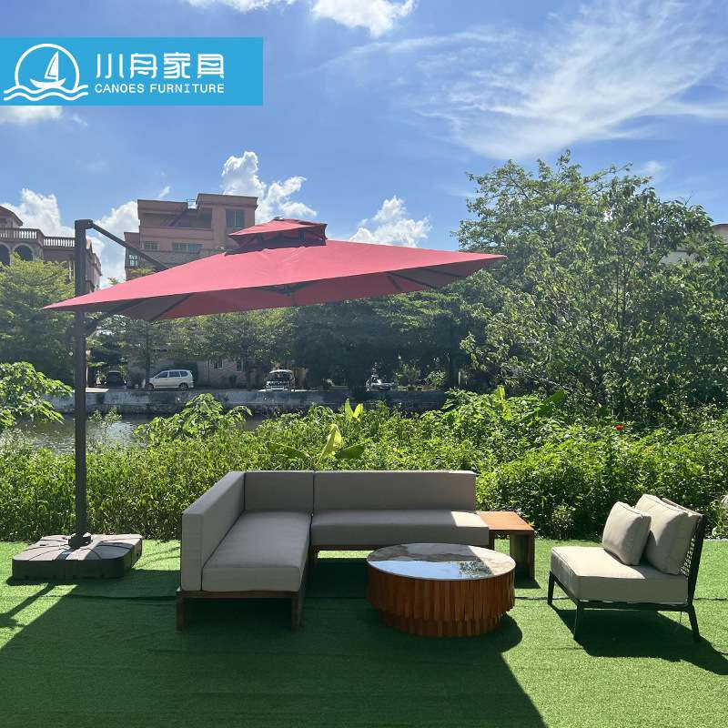 户外简约实木柚木沙发茶几组合家具室外庭院别墅景区花园创意设计