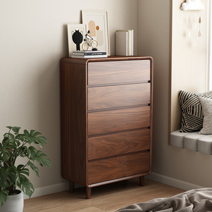 新中式五斗柜卧室靠墙立柜储物收纳柜客厅实木斗柜美式复古五斗橱