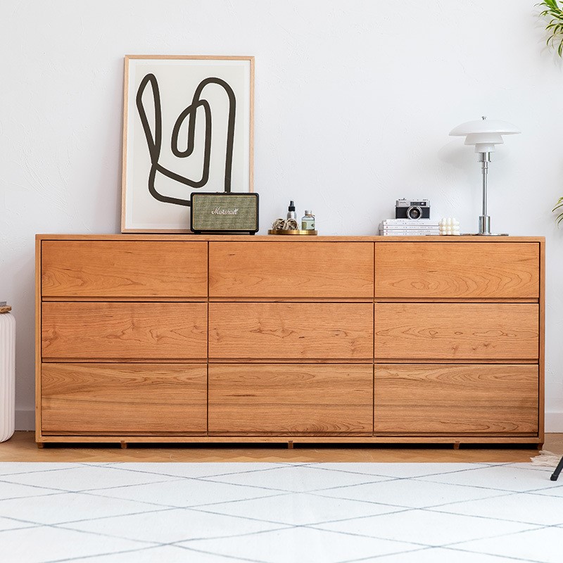 北欧纯实木斗柜日式简约收纳柜樱桃木九斗柜客厅餐边柜卧室储物柜