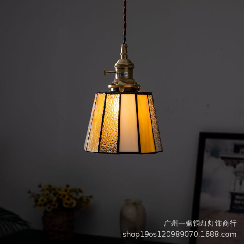 中古玻璃灯吊灯美式复古风床头灯走廊过道店铺装饰灯具阳台小吊灯