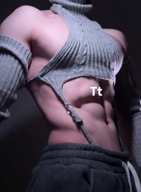 抖音Tt同款灰色毛衣热门主播同款毛衣性感Tt同款情侣约会神器