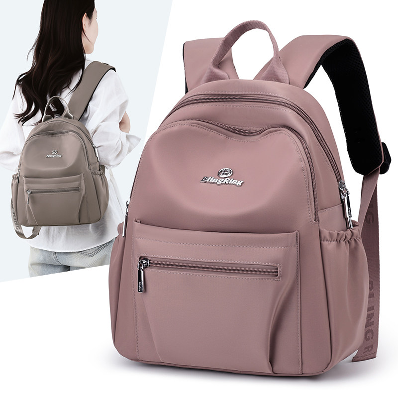 休闲双肩包女大容量轻便套拉杆箱旅行防泼水通勤书包简约妈咪背包