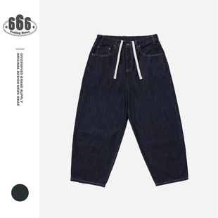Reknat日系潮牌复古原牛裤萝卜裤宽松休闲长裤原色舒适牛仔裤
