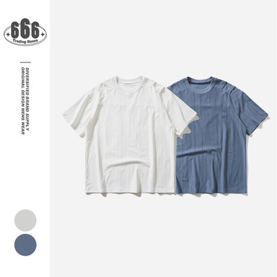 NICE3RULE日系复古透气舒适百搭条纹T恤短袖男宽松上衣夏季清凉感