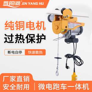 220V跑车移动式 晋阳湖微型电动葫芦一体机 电动提升机家用小吊机