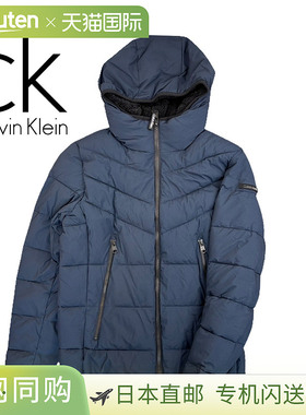 日本直邮Calvin Klein CM155201 男士带抓绒帽羽绒服黑色带Logo冬