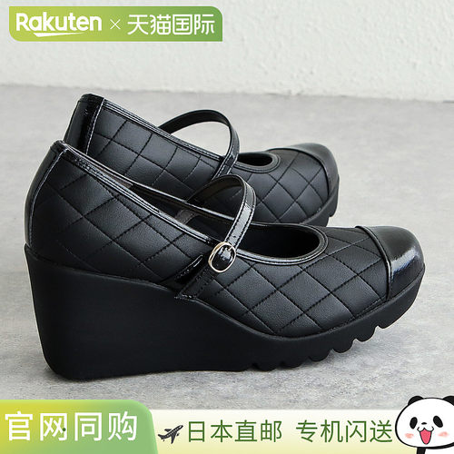 日本直邮First Contact 女士绑带高跟鞋穿着舒适绑带设计圆头坡跟