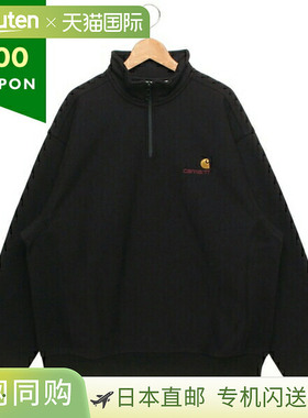 日本直邮Carhartt 运动衫 American Script 半拉链运动衫 黑色 男