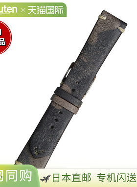 日本直邮Emitta 男士 Zwei 小牛皮表带20 毫米灰色/银色替换表带
