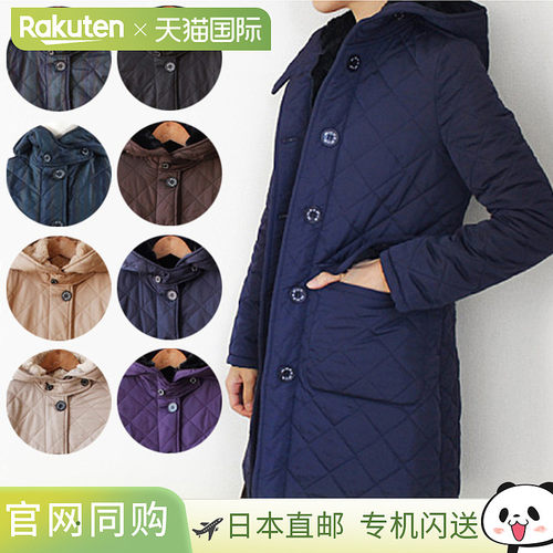 日本直邮 Pompadour 绗缝大衣 PD003 女式外套长中号连帽格子图案