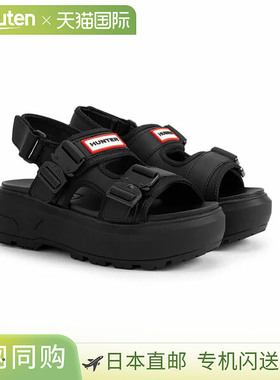 Hunter 中性 City Liber Neo 皮革扣凉鞋黑色UFD3109LEA-BLK