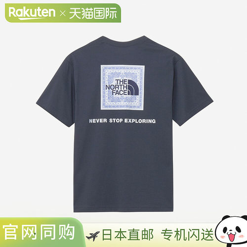 日本直邮北面短袖方格图案Logo T恤 NT32446