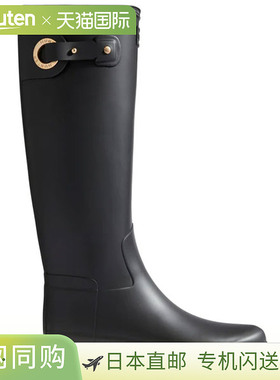 日本直邮Hunter 女士精致孔眼搭扣高筒靴鞋 WFT2299RMA-BLK