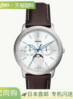 日本直邮Fossil Neutra Moonphase 多功能棕色生态皮革手表 FS590