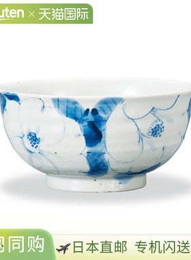 日本直邮九谷烧中号碗白山茶花/红山茶花窑饭碗
