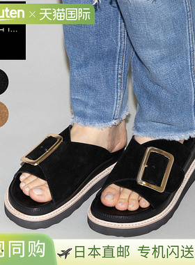 日本直邮MOHI 女士搭扣凉鞋厚底凉鞋腰带绒面革皮革牛皮休闲凉鞋2