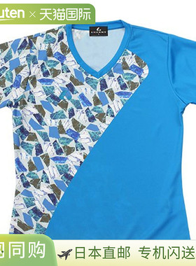 日本直邮LUCENT 女士衬衫 比赛衬衫 无领 蓝色 短袖 上衣 吸汗 快