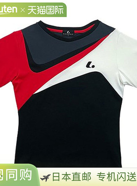 日本直邮LUCENT 网球羽毛球女子比赛衬衫 无领 XLH2549 黑色 短袖