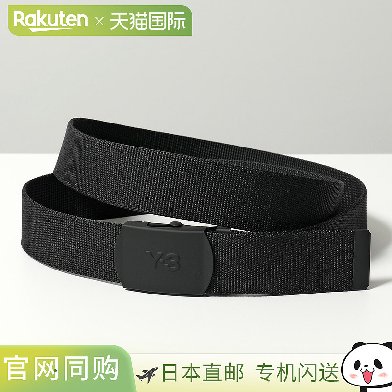 日本直邮Y-3 男士腰带 KA2308涤纶提花织带带金属扣和标志黑色