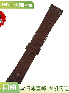 日本直邮Emitta 男士 Gorge 小牛皮表带18 毫米深棕色/银色皮革表