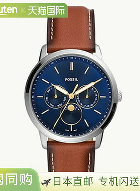 日本直邮Fossil Neutra Moonphase 多功能棕色生态皮革手表 FS590