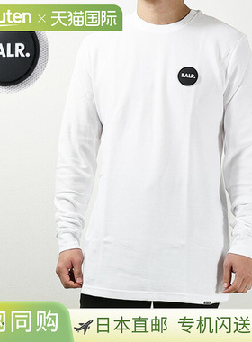 BALR. Olaf 直筒圆形橡胶徽章长袖 T 恤男式棉质圆领徽标橡胶徽章