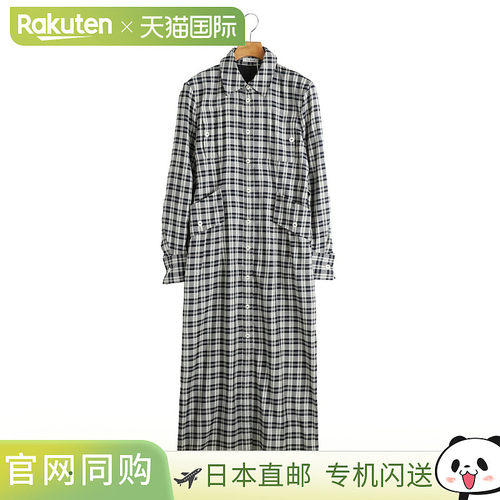 日本直邮CLANE女士 上口袋格纹衬衫连体衣：10112-5013 [DEA]