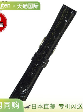 日本直邮MIMOSA 男士肚皮鳄鱼皮 DM 凯门鳄表带16 毫米黑色/银色