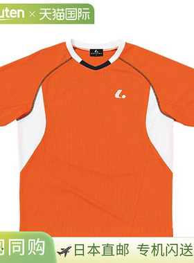 日本直邮LUCENT 网球男式女式比赛球衣 无领 橙色 XLH3032 短袖
