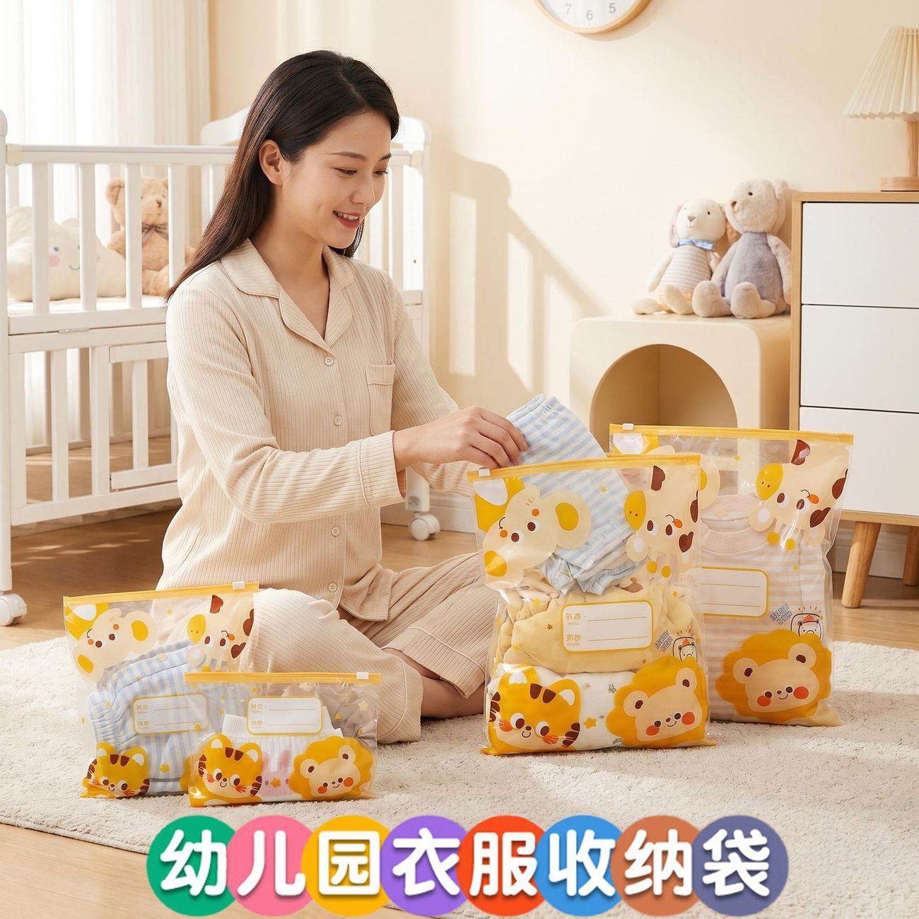 幼儿园衣服用品收纳袋入园儿童衣物分装密封装袋便携旅行防水袋子