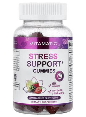 Vitamatic,Stress Support Gummies, Lemon & Mixed Berry, 6