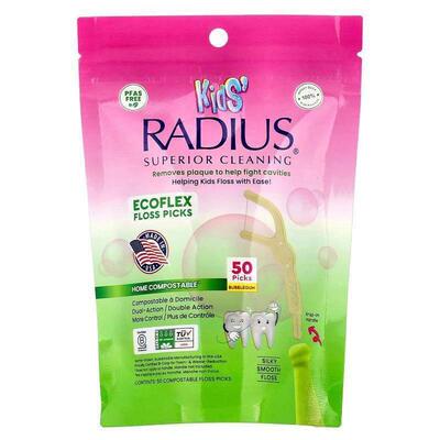 RADIUS,Kids, EcoFlex Floss Picks, Bubblegum, 50 Compostable