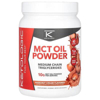 KetoLogic,MCT Oil Powder, Hazelnut Cream , 1 lb (454 g)