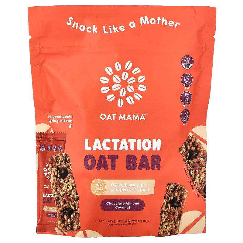 Oat Mama,哺乳支持燕麦棒,巧克力巴旦木椰子,5 根,每根 1.27 3