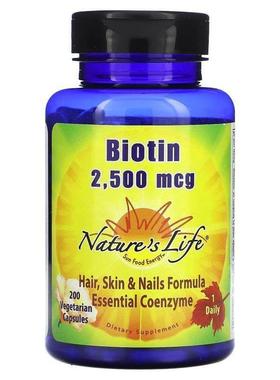 Nature's Life,Biotin, 2,500 mcg, 200 Vegetarian Capsules