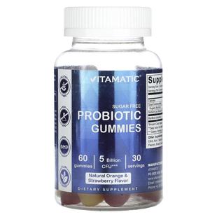 Vitamatic,Probiotic Gummies, Sugar Free, Natural Orange &