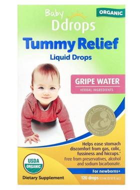 Ddrops,Baby, Organic Tummy Relief Liquid Drops, For Newborns
