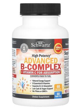 BioSchwartz,High Potency Advanced B-Complex, 60 Veggie Caps