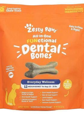 Zesty Paws,All-in-One Functional Dental Bones, For Dogs, All