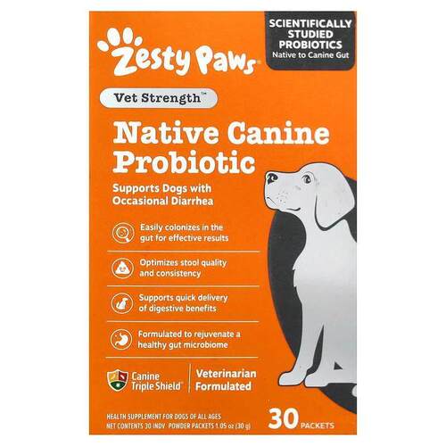 Zesty Paws，天然犬用益生菌粉，30包，每包0.03盎司（1克）