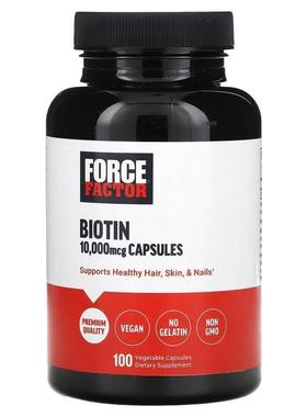 Force Factor,Biotin, 10,000 mcg, 100 Vegetable Capsules