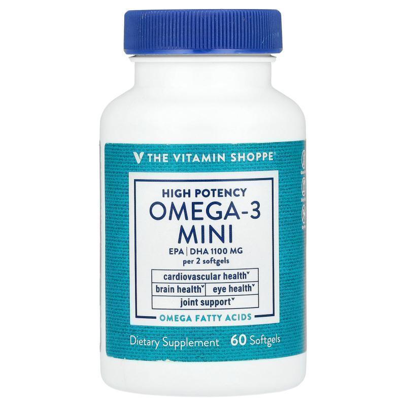 The Vitamin Shoppe,Omega-3 Mini, High Potency, 60 Softgels