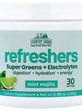 Country Farms,Refreshers, Super Greens + Electrolytes, Mint