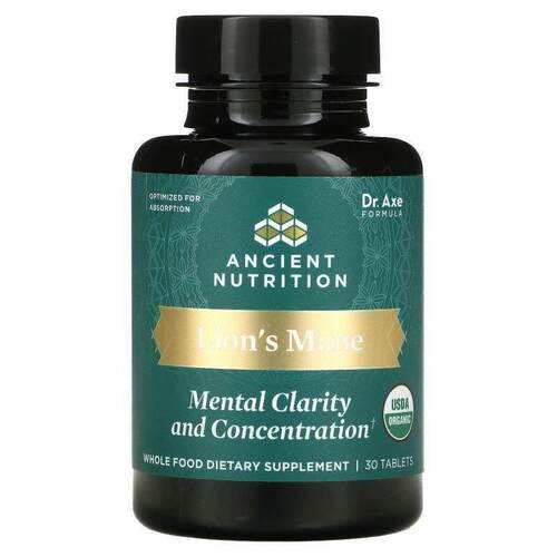 Dr. Axe / Ancient Nutrition,猴头菇，头脑清晰和注意力