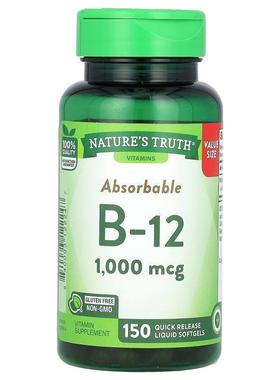 Nature's Truth,Absorbable B-12, 1,000 mcg, 150 Quick Release