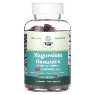Natures Craft,Magnesium Gummies, Extra Strength, Raspberry,